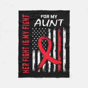 Red Her Fight Aunt Heart Disease Awareness Usa Fla Fleece Blanket