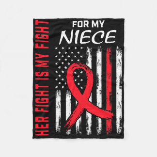 Red Her Fight Niece Heart Disease Awareness Us Fla Fleece Blanket