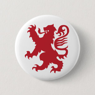 Red Heraldry Lion 6 Cm Round Badge