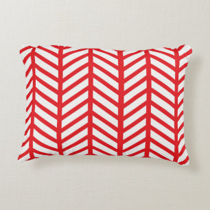Red Herringbone Decorative Cushion