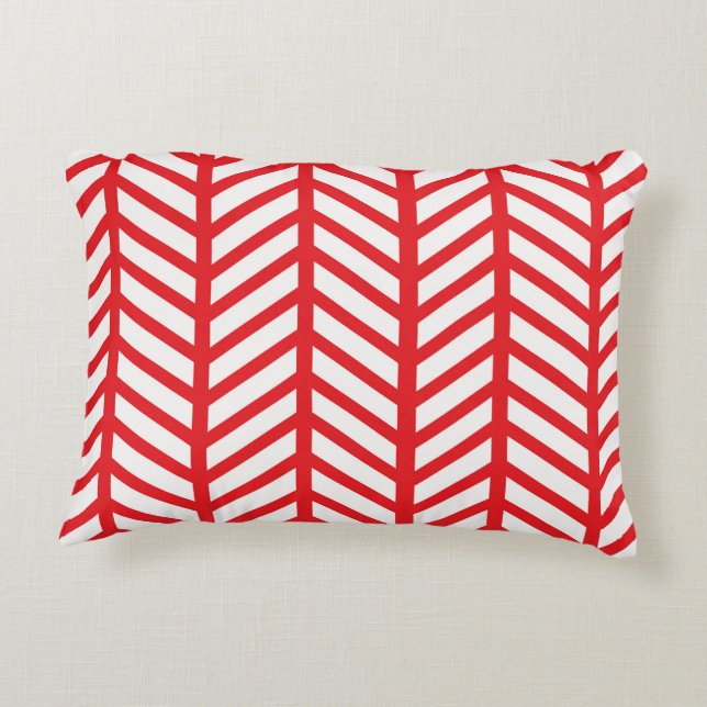 Red Herringbone Decorative Cushion (Back)