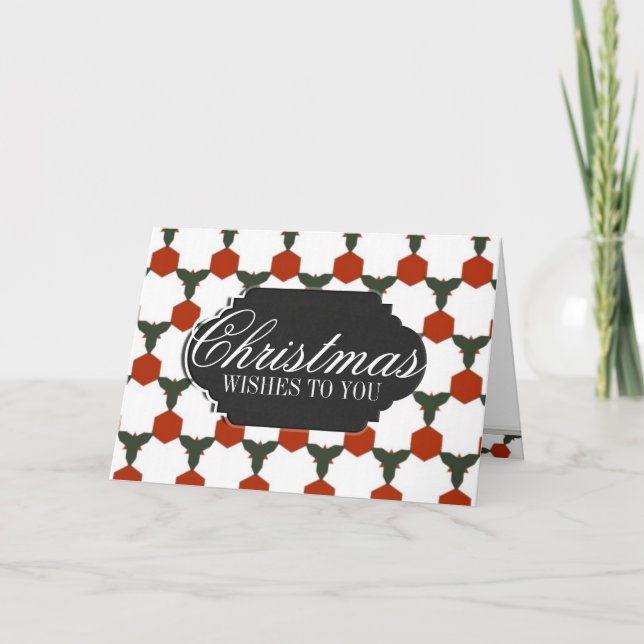 Red Hexagon Pattern custom Christmas Greeting Card (Front)