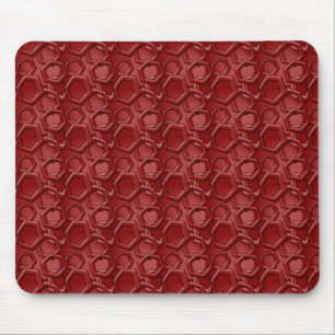 Red Hexagons Mouse Mat