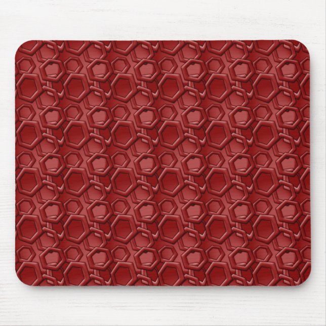Red Hexagons Mouse Mat (Front)