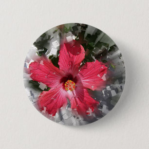 Red Hibiscus 6 Cm Round Badge