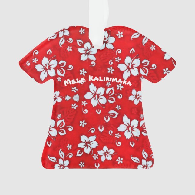 Red Hibiscus Aloha Shirt Ornament (Front)