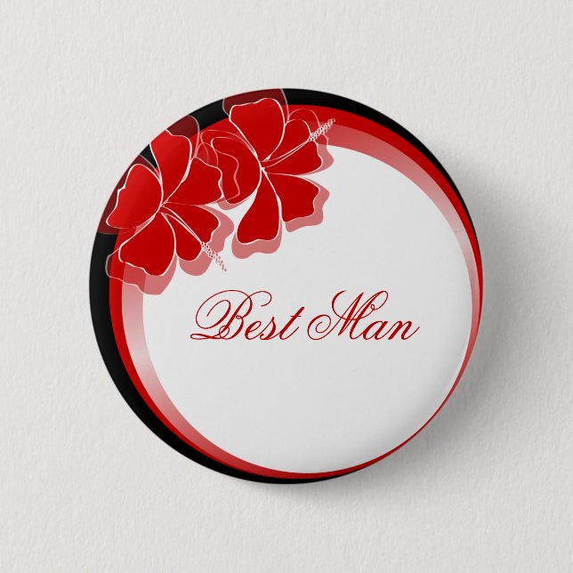 Red Hibiscus Best Man Badge (Front)