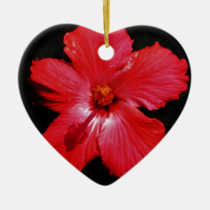 Red Hibiscus Ceramic Tree Decoration