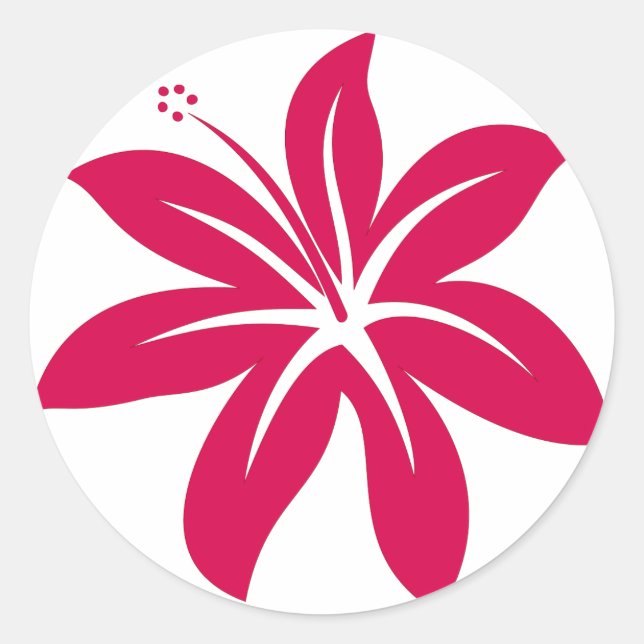 Red Hibiscus Classic Round Sticker (Front)