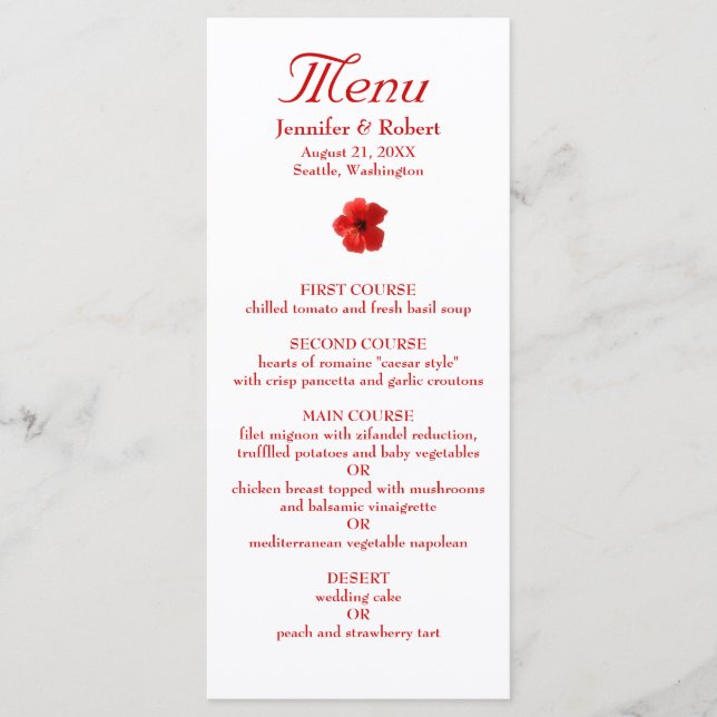 Red Hibiscus Dinner Menu (Front)