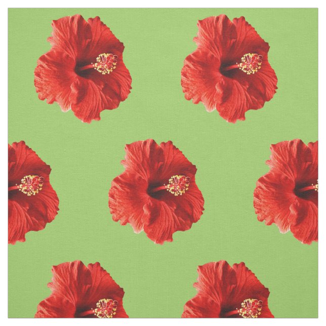 Red Hibiscus Fabric (Swatch)