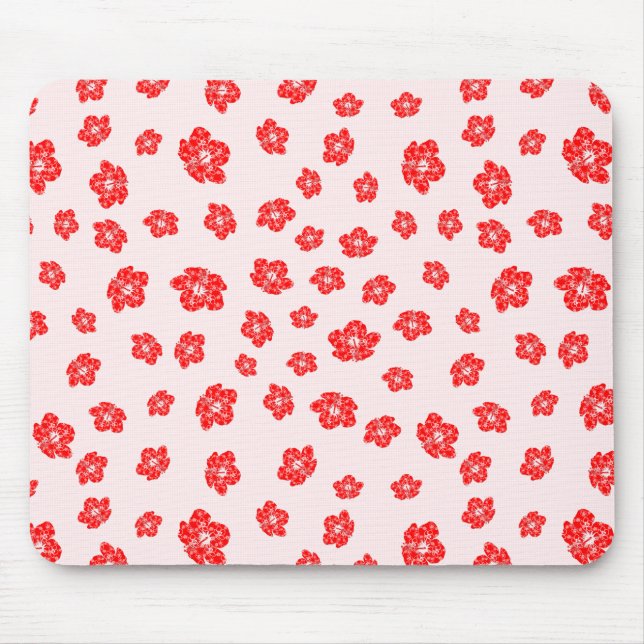 Red Hibiscus Floral Mouse Mat (Front)