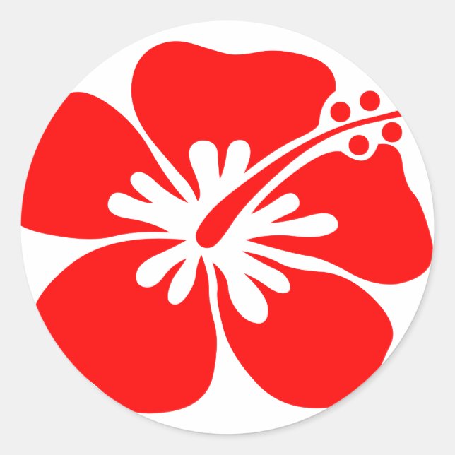 Red hibiscus flower classic round sticker (Front)