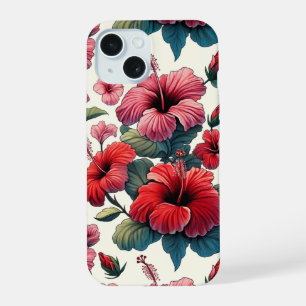 Red Hibiscus Flower Floral iPhone 15 Case