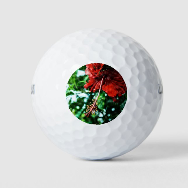 Red Hibiscus Flower Golf Balls (Front)