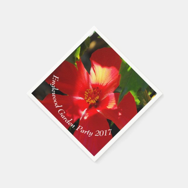 Red Hibiscus Flower in Sunlight Napkin (Corner)