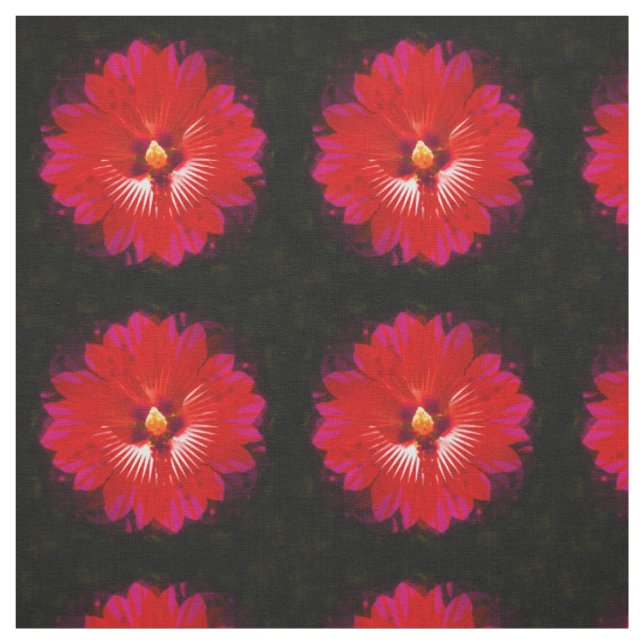 Red Hibiscus Flower Kaleidoscope,  Fabric (Swatch)