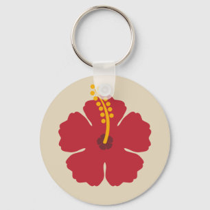 Red Hibiscus Flower Key Ring
