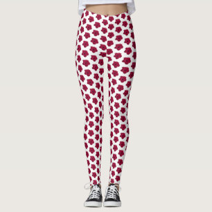 Red Hibiscus flower Leggings