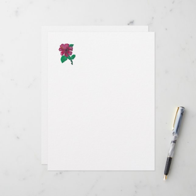 red hibiscus flower Letterhead (Front/Back In Situ)