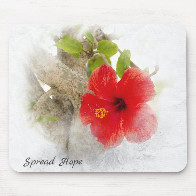 red hibiscus flower macro mouse mat (Front)