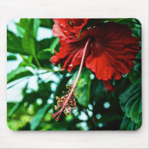 Red Hibiscus Flower Mouse Mat