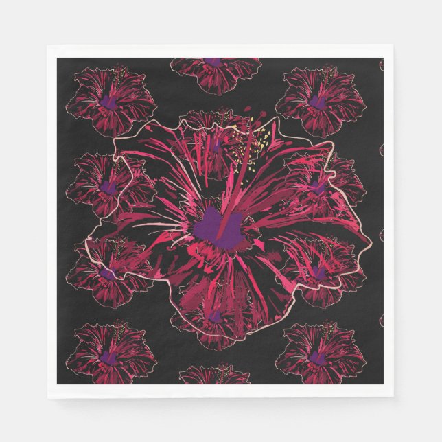 Red Hibiscus flower Napkin (Front)