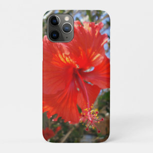 Red Hibiscus Flower On A Tree,   iPhone 11 Pro Case