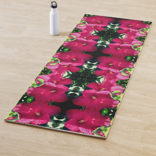 Red Hibiscus Flower Pair Close Up Abstract Yoga Mat