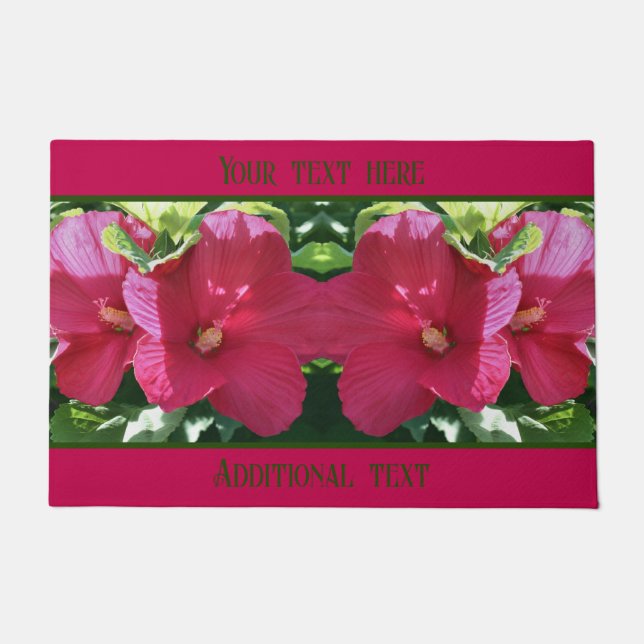 Red Hibiscus Flower Pair Close Up Personalised Doormat (Front)