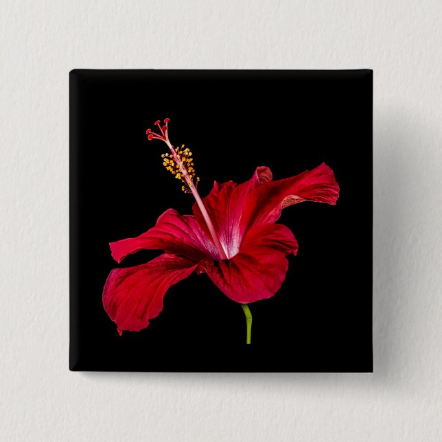 Red Hibiscus Flower Side View 15 Cm Square Badge (Front)