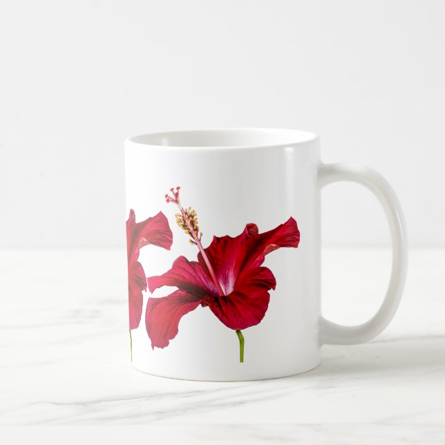 Red Hibiscus Flower Side View Coffee Mug (Right)