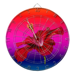 Red Hibiscus Flower Side View Dartboard