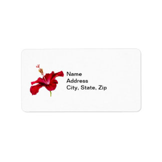 Red Hibiscus Flower Side View Label