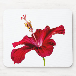 Red Hibiscus Flower Side View Mouse Mat