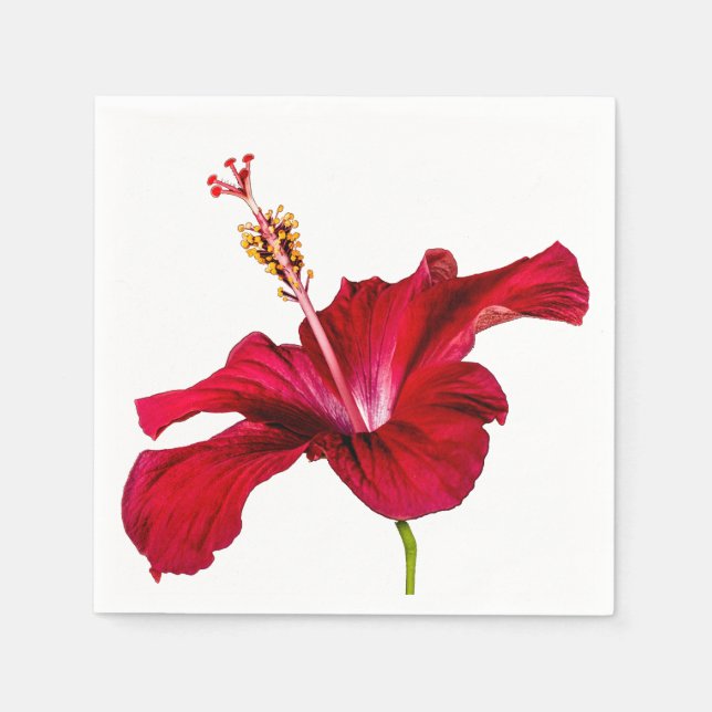 Red Hibiscus Flower Side View Napkin (Front)