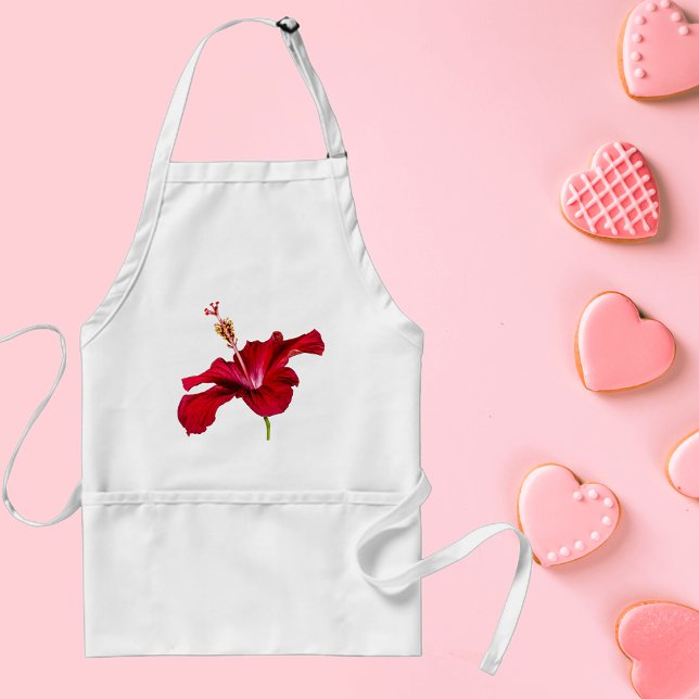 Red Hibiscus Flower Side View Standard Apron (Red Hibiscus Flower Side View Adult Apron)