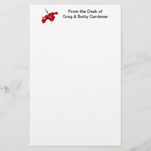 Red Hibiscus Flower Side View Stationery