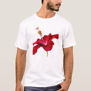 Red Hibiscus Flower Side View T-Shirt