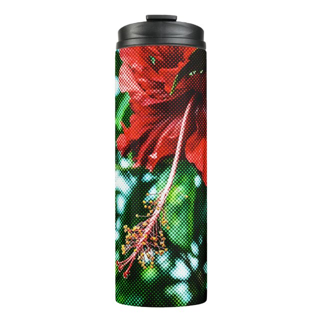 Red Hibiscus Flower Thermal Tumbler (Front)