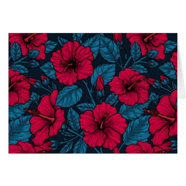 Red hibiscus flowers (Front Horizontal)