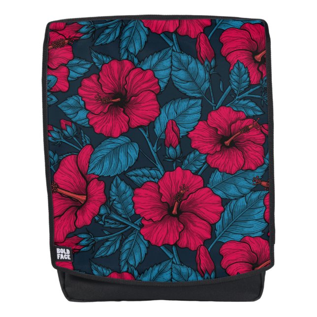 Red hibiscus flowers backpack (Front)