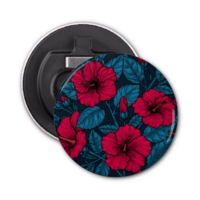 Red hibiscus flowers bottle opener (Front)