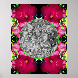 Red Hibiscus Flowers Frame Add Your Own Photo Poster
