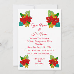 Red Hibiscus Flowers Thunder_Cove Invitation