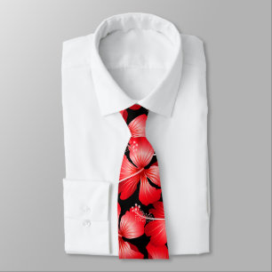 Red hibiscus flowers tie