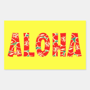 Red Hibiscus Flowers Tropical Hawaiian Luau Aloha Rectangular Sticker