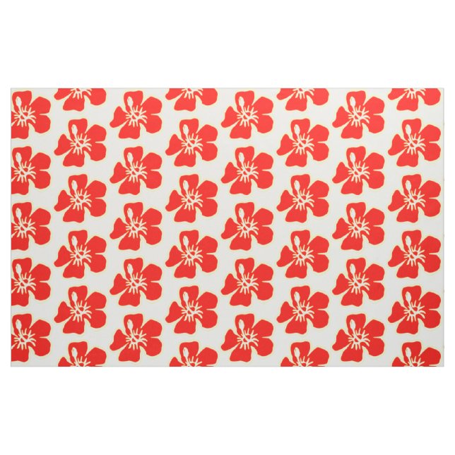 Red Hibiscus Flowers Tropical Hawaiian Luau Party Fabric (Fat Quarter)