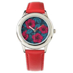 Red hibiscus flowers watch