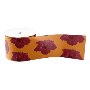 Red Hibiscus Grosgrain Ribbon